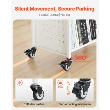 VEVOR Carro para Libros con Ruedas de 3 Niveles en Forma de W Doble Cara, Blanco