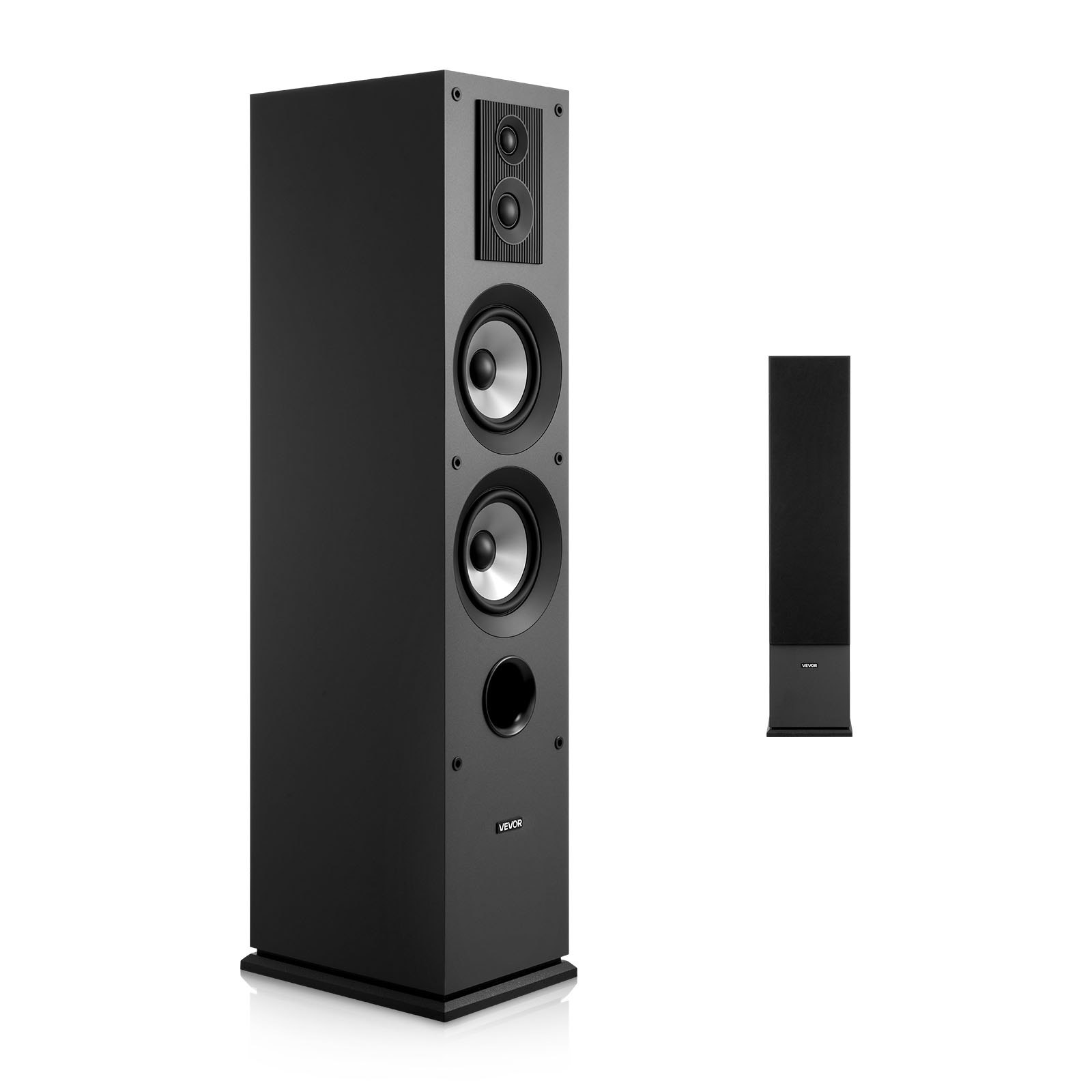 VEVOR Passive Floorstanding Speaker, 3-Way, Floor-Standing Tower Speaker with 19.05 mm&25.4 mm Tweeter, 133.35 mm Woofers, 145W, 70Hz–20kHz Frequency Response, MDF Enclosure, for Home Audio, Single