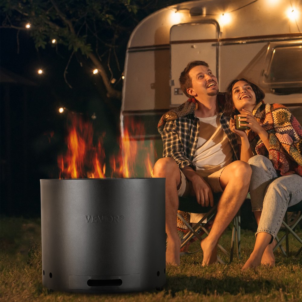 VEVOR Brasero de Leña sin Humo 490 x 390 mm Brasero con Bandeja de Ceniza Extraíble Brasero Portátil para Interiores y Exteriores de Acero Inoxidable SUS430, para Acampar en el Patio al Aire Libre