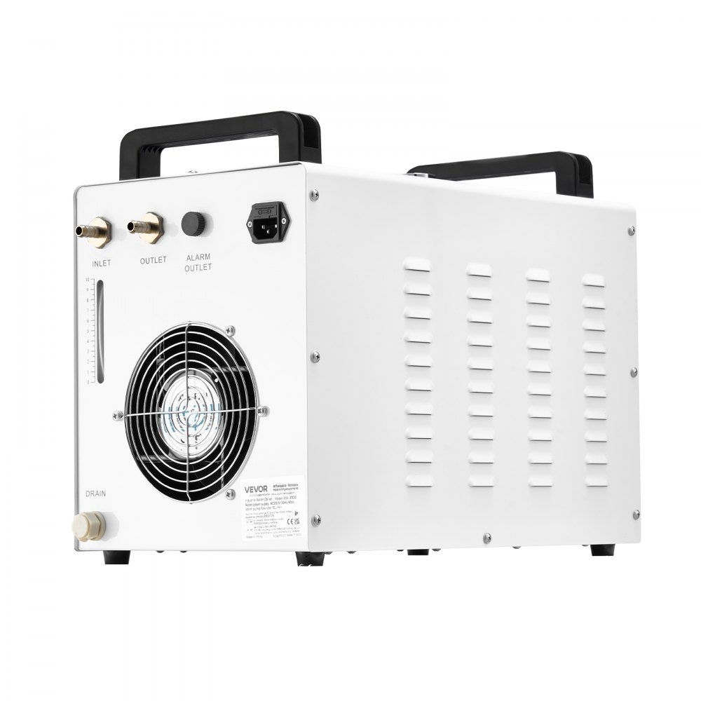 VEVOR Enfriador de Agua Industrial Caudal Máximo de 2,64 GPM Sistema de Enfriamiento de Enfriador de Agua con Tanque de 7 L con Ventilador de Alta Velocidad para Máquina de Grabado y Corte Láser 65 W