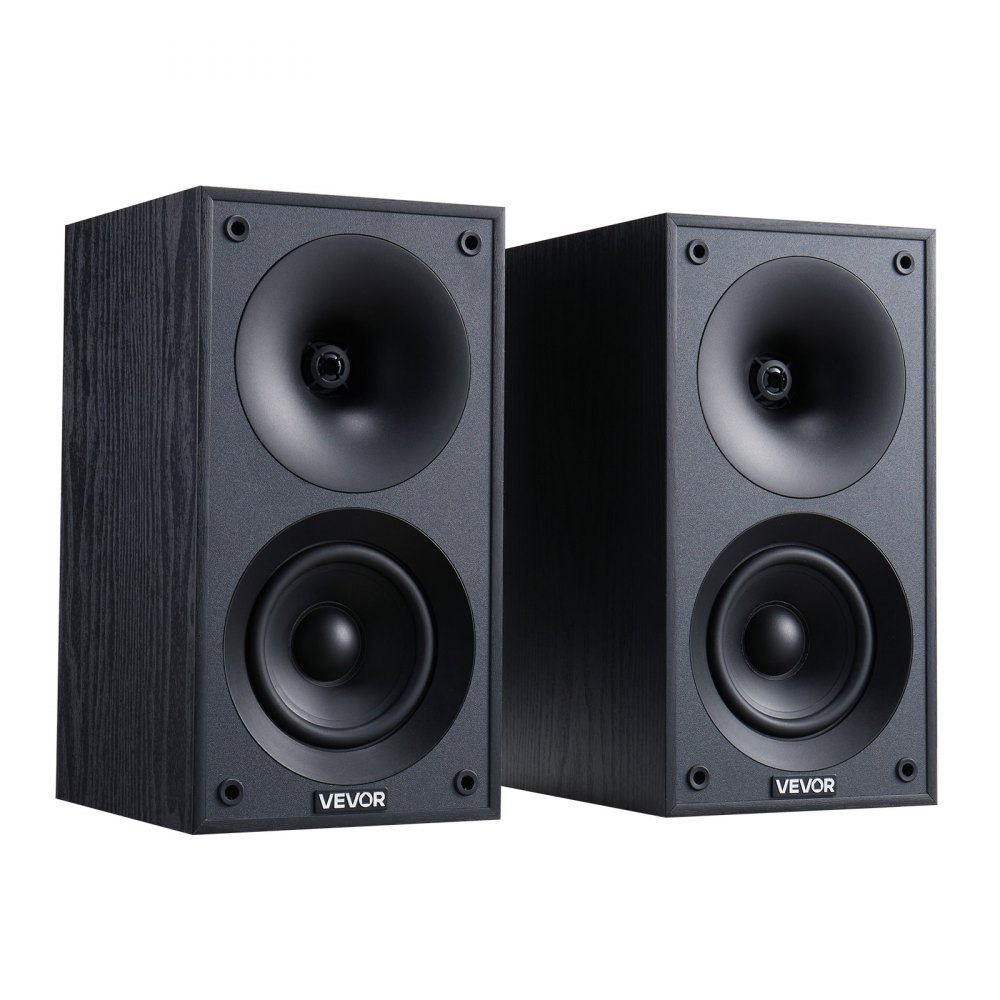 VEVOR Passive Bookshelf Speaker, 300W, Book Shelf Stereo Speakers with 101.6 mm Woofer and 25.4 mm Tweeter, Detachable Grille, 70Hz-20KHz Frequency Response, Wooden Enclosure, for Home Theater (1 Pair)