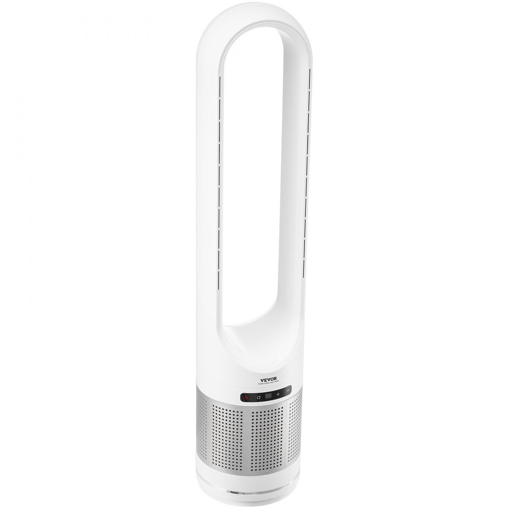 VEVOR Ventilador de Torre sin Aspas que Sopla Aire Frío, 8 Velocidades, Oscilación 80°, Temporizador 8 H, con Filtración HEPA H13, y Modo de Purificación de Aire, 225 x 1050 mm, ≤ 55 dB, Blanco