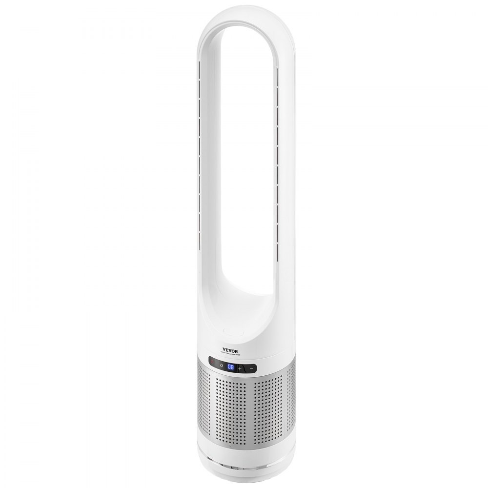 VEVOR Ventilador de Torre sin Aspas que Sopla Aire Frío, 8 Velocidades, Oscilación 80°, Temporizador 8 H, con Filtración HEPA H13, y Modo de Purificación de Aire, 225 x 1050 mm, ≤ 55 dB, Blanco