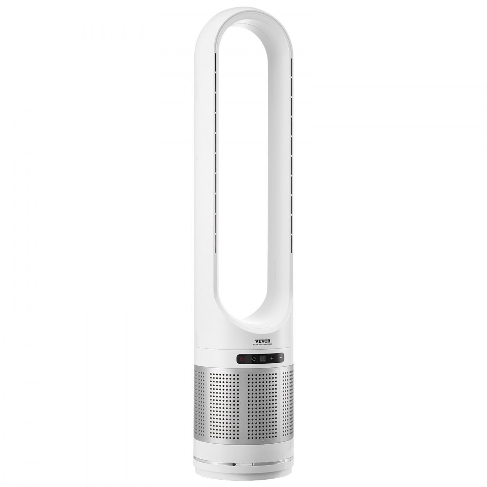 VEVOR Ventilador de Torre sin Aspas que Sopla Aire Frío, 8 Velocidades, Oscilación 80°, Temporizador 8 H, con Filtración HEPA H13, y Modo de Purificación de Aire, 225 x 1050 mm, ≤ 55 dB, Blanco