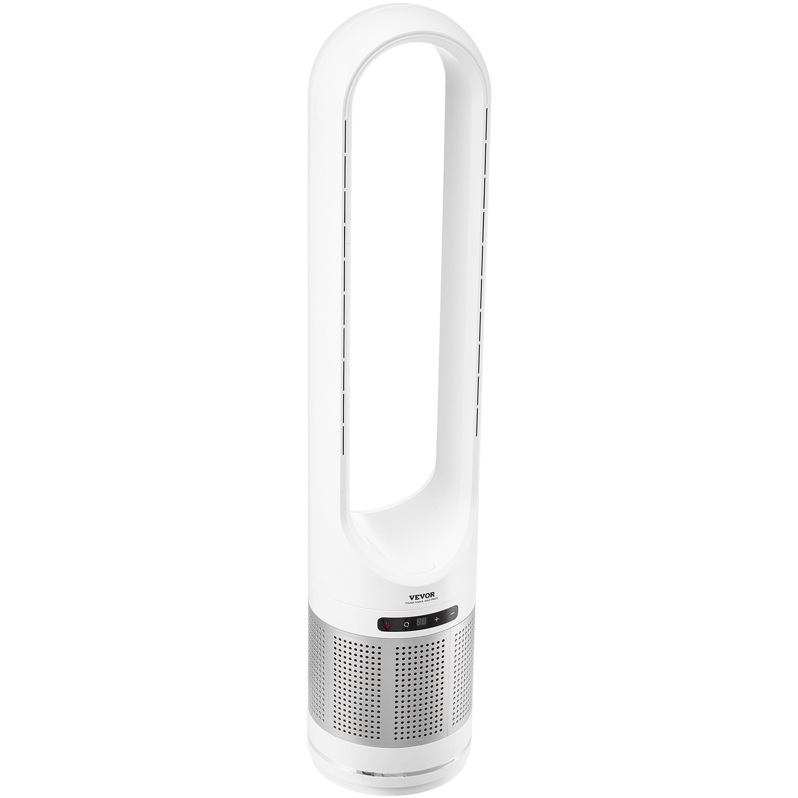VEVOR Ventilador de Torre sin Aspas que Sopla Aire Frío, 8 Velocidades, Oscilación 80°, Temporizador 8 H, con Filtración HEPA H13, y Modo de Purificación de Aire, 225 x 1050 mm, ≤ 55 dB, Blanco