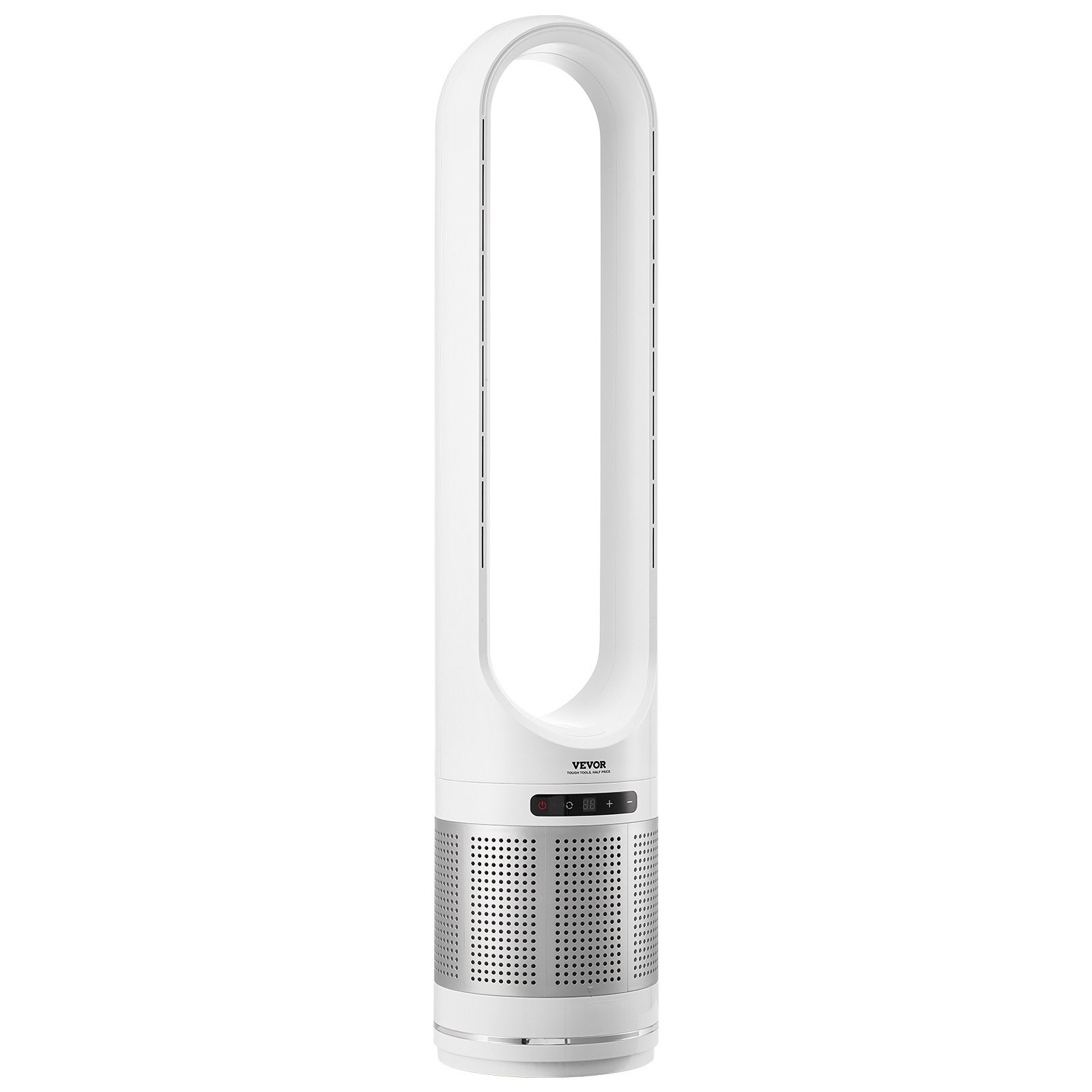 VEVOR Ventilador de Torre sin Aspas que Sopla Aire Frío, 8 Velocidades, Oscilación 80°, Temporizador 8 H, con Filtración HEPA H13, y Modo de Purificación de Aire, 225 x 1050 mm, ≤ 55 dB, Blanco