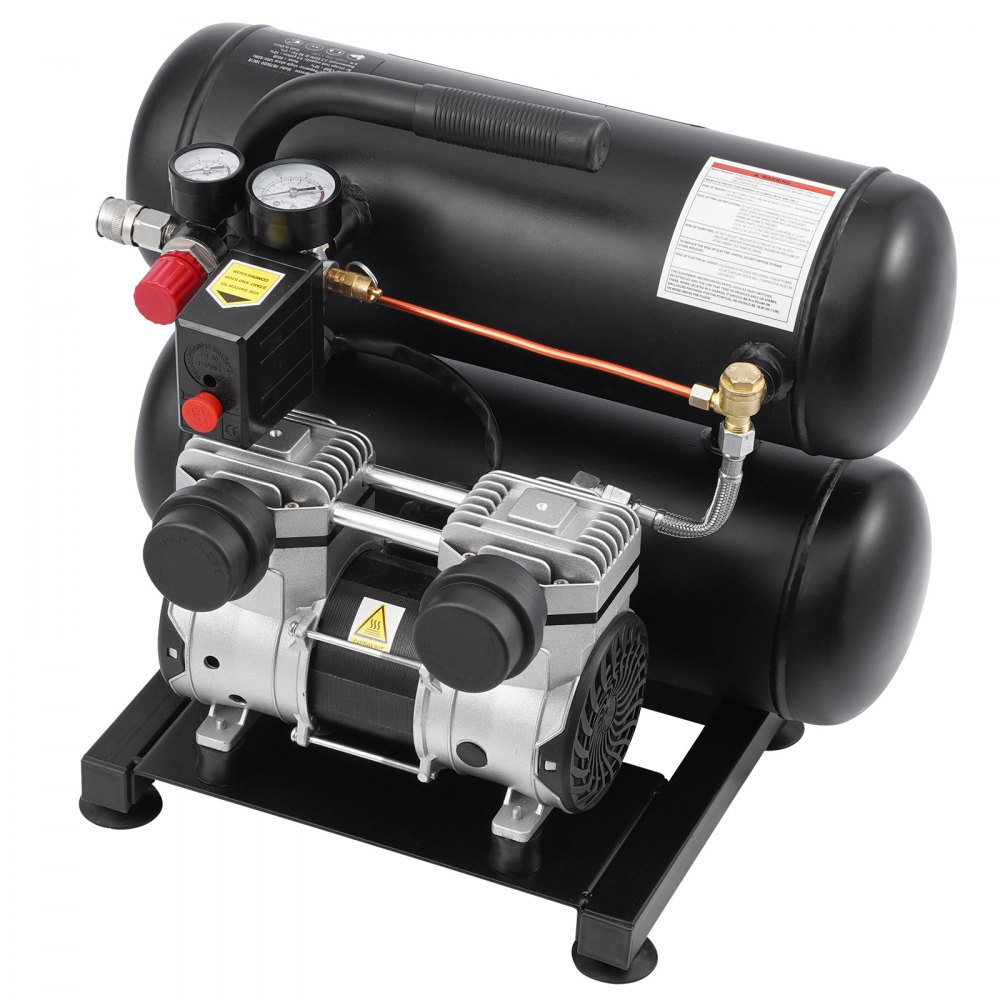 Compresor de aire VEVOR, tanque de acero de 4,6 galones, compresor de aire sin aceite de 1 HP, 2,0 CFM a 90 PSI y presión máxima de 120 PSI, compresor portátil ultrasilencioso de 80 dB, para reparación de automóviles, inflado de neumáticos, pintura en aerosol