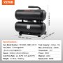 VEVOR Compresor Aire Portátil Compacto sin Aceite 18 L 90 PSI 490 x 360 x 440 mm