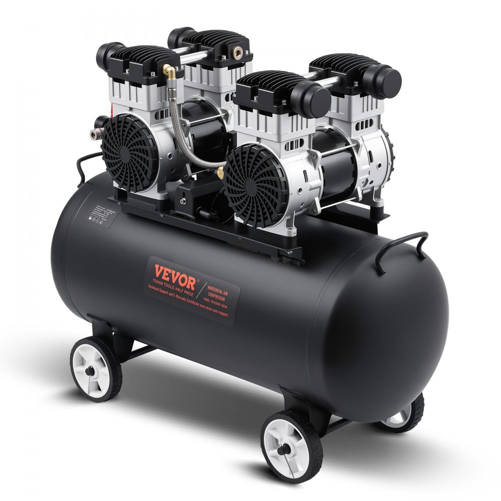 Compresor de aire VEVOR, tanque de acero de 20 galones, compresor de aire sin aceite de 4 HP, 14,6 CFM a 90 PSI y presión máxima de 125 PSI, compresor portátil ultrasilencioso de 78 dB, para reparación de automóviles, inflado de neumáticos, pintura en aerosol