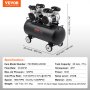 VEVOR Compresor Aire Compacto Portátil sin Aceite 75 L 90 PSI 900 x 430 x 730 mm