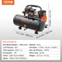 VEVOR Compresor de Aire Compacto Portátil sin Aceite 8 L 1 HP 485 x 390 x 385 mm