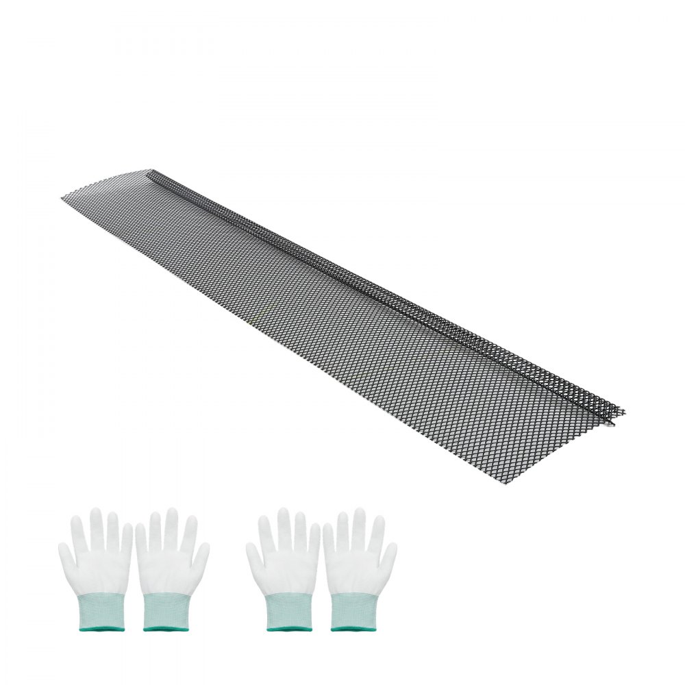 VEVOR Protector de Canalón de 152,4 mm x 36,58 m, Rejilla para Canalón de Acero con Malla Microperforada, Cubierta Antihojas con Drenaje para Tejados Residuos Agujas de Pino, 40 Unidades, Color Negro