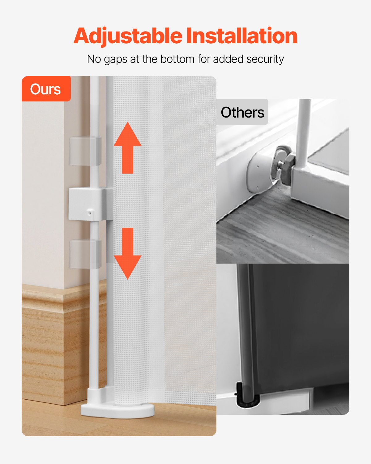 VEVOR Puerta Retráctil hasta 280 cm Alto de 87 cm Barrera de Seguridad Extensible Fácil de Instalar Panel de Malla Transpirable para Escaleras Interiores, Puertas, Pasillos, Salas de Juegos, Blanco