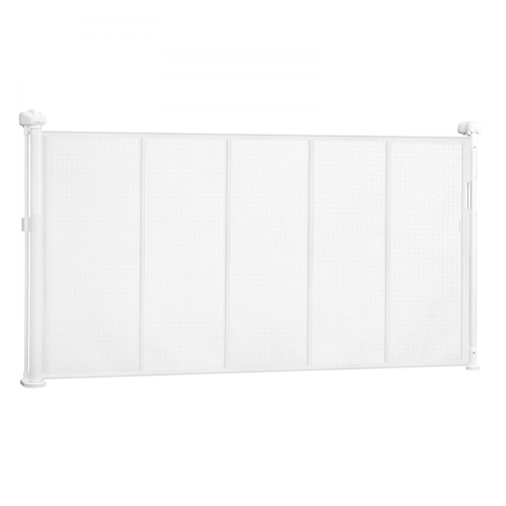 VEVOR Retractable Baby Gate, 870 mm Tall, Extends up to 1400 mm Wide, Retractable Gate for Kids or Pets, Mesh Material, Easy to Install for Indoor Stairs, Doorways, Hallways, Playrooms, White