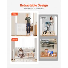 VEVOR Puerta Retráctil 140 x 87 cm Barrera de Seguridad para Mascotas, Blanco