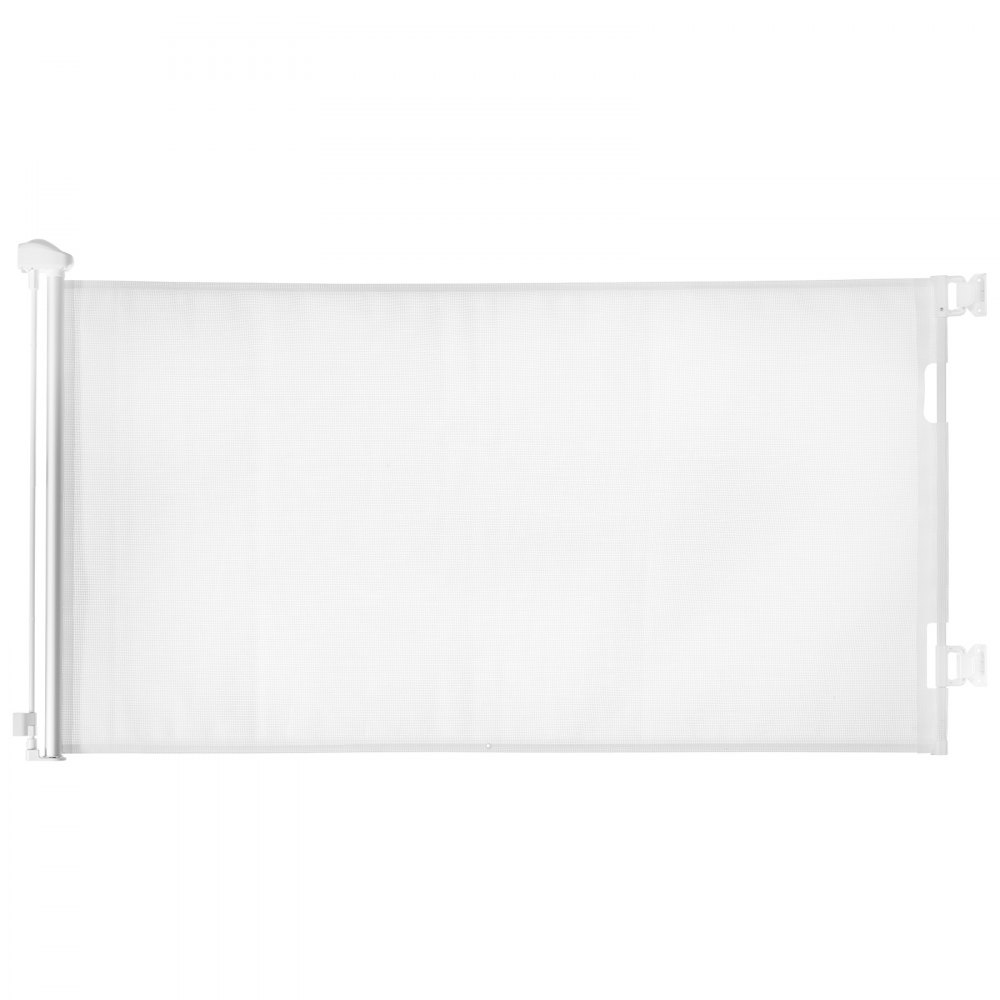 VEVOR Puerta Retráctil 1980x870 mm, Barrera de Seguridad para Perros con Cierre, Puerta de Malla Permite el Paso sin Tropiezos, para Escaleras Interiores, Puertas, Pasillos, Salas de Juegos, Blanco