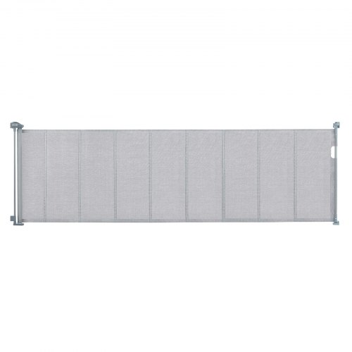 VEVOR Barrera de Seguridad Extensible hasta 295 cm Puerta Mágica para Perros Alto de 87 cm Puerta Retráctil para Bebés Abrir con Una Mano Vallas de Malla para Niños Perros Pasillo Escaleras, Gris