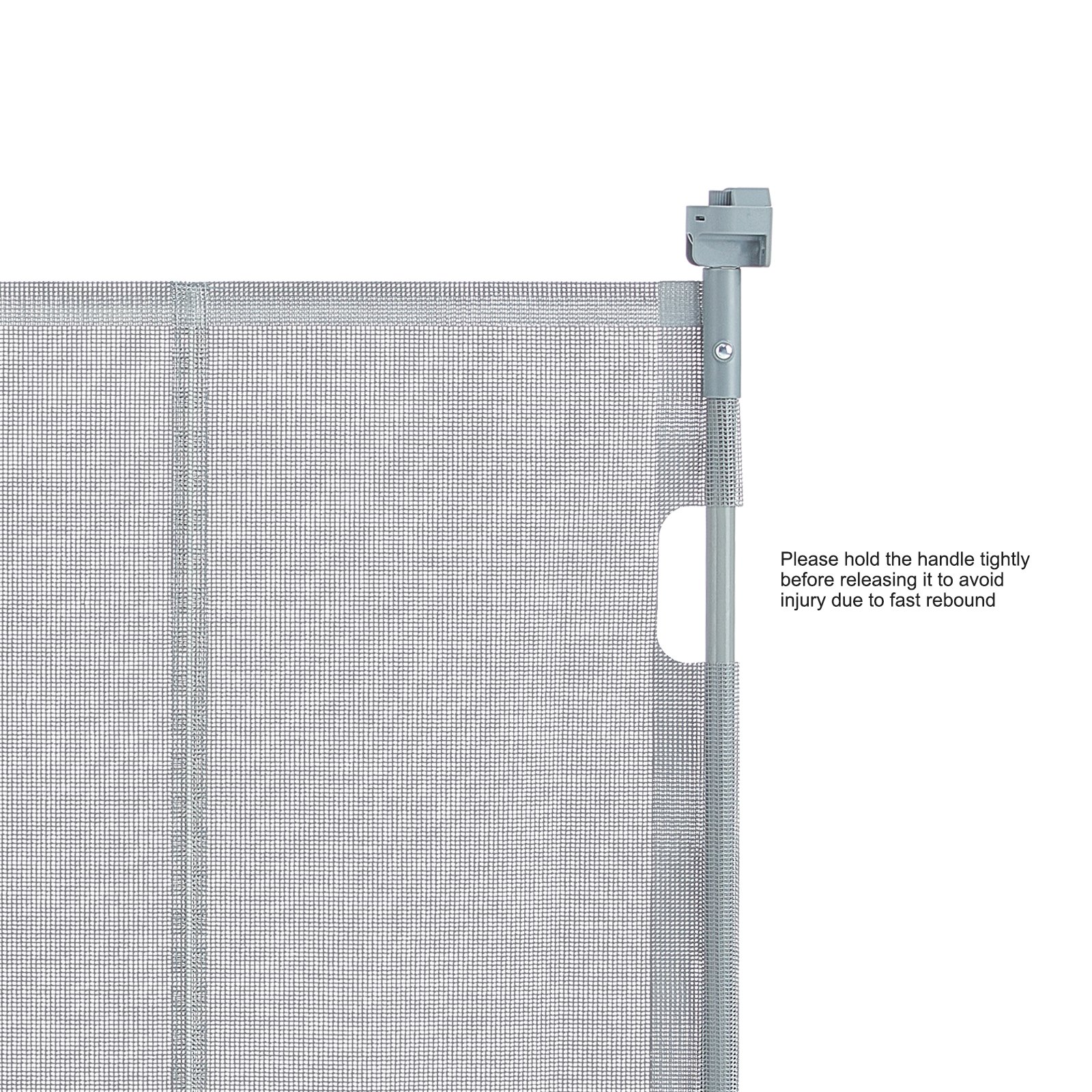VEVOR Barrera de Seguridad Extensible hasta 295 cm Puerta Mágica para Perros Alto de 87 cm Puerta Retráctil para Bebés Abrir con Una Mano Vallas de Malla para Niños Perros Pasillo Escaleras, Gris