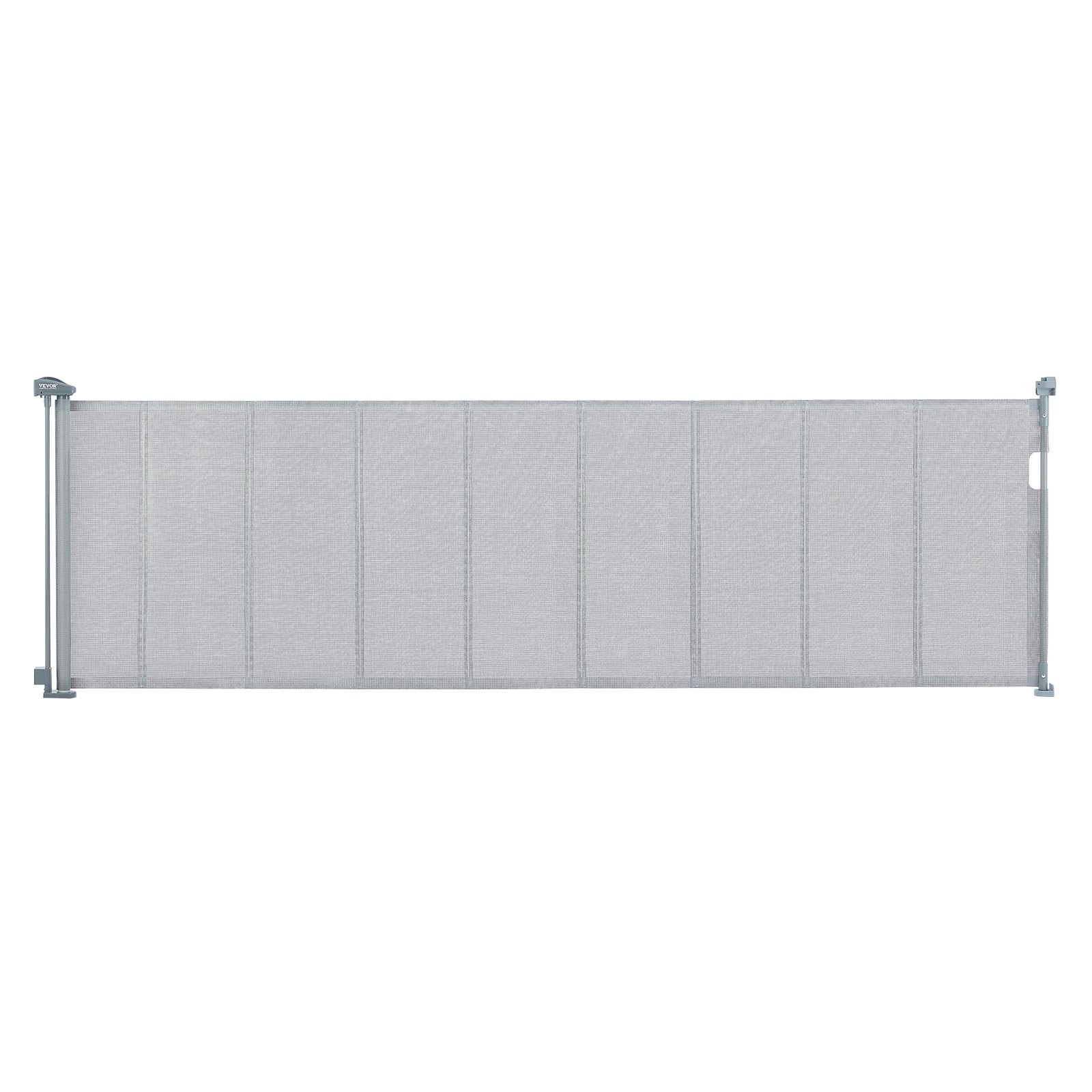 VEVOR Barrera de Seguridad Extensible hasta 295 cm Puerta Mágica para Perros Alto de 87 cm Puerta Retráctil para Bebés Abrir con Una Mano Vallas de Malla para Niños Perros Pasillo Escaleras, Gris