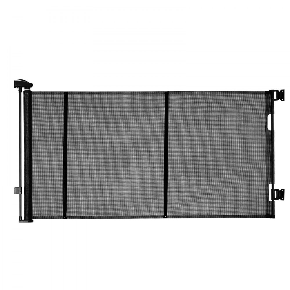 VEVOR Puerta Retráctil 3250x790 mm, Barrera de Seguridad para Perros, Puerta de Malla Transpirable Permite el Paso sin Tropiezos, para Escaleras Interiores, Puertas, Pasillos, Salas de Juegos, Negro