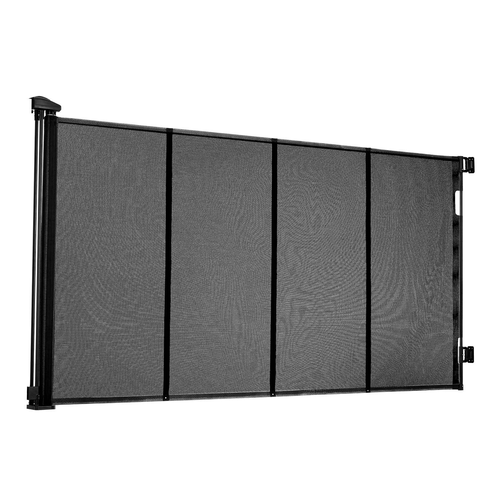 VEVOR Puerta Retráctil 325 x 105,5 cm, Valla de Seguridad para Perros, Panel de Malla Transpirable con Tiras de Fibra de Vidrio para Escaleras Interiores, Puertas, Pasillos, Salas de Juegos, Negro
