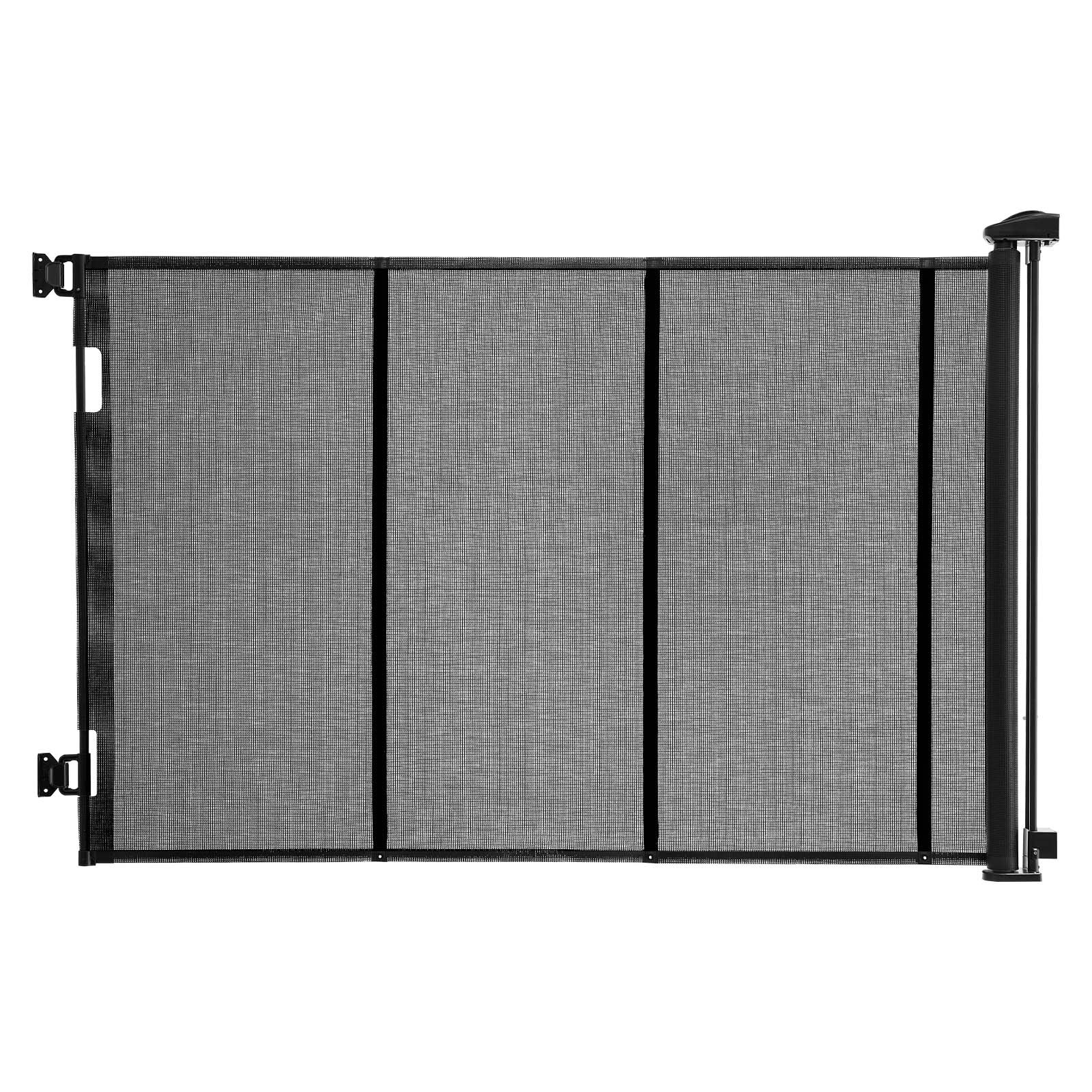 VEVOR Puerta Retráctil 430 x 106 cm, Valla de Seguridad para Perros, Panel de Malla Transpirable con Tiras de Fibra de Vidrio para Escaleras Interiores, Puertas, Pasillos, Salas de Juegos, Negro