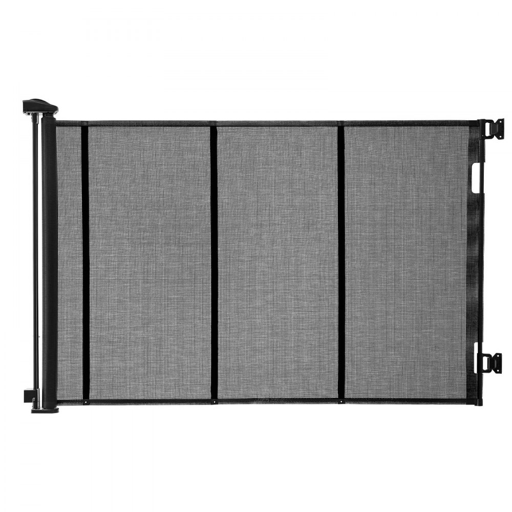 VEVOR Puerta Retráctil 530 x 106 cm, Valla de Seguridad para Perros, Panel de Malla Transpirable con Tiras de Fibra de Vidrio para Escaleras Interiores, Puertas, Pasillos, Salas de Juegos, Negro