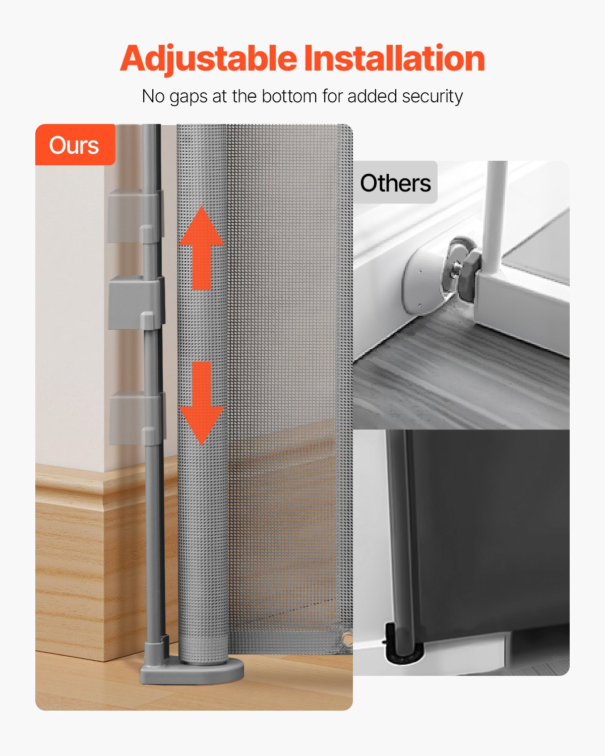 VEVOR Retractable Baby Gate, 870 mm Tall, Extends up to 1400 mm Wide, Retractable Gate for Kids or Pets, Mesh Material, Easy to Install for Indoor Stairs, Doorways, Hallways, Playrooms, Gray