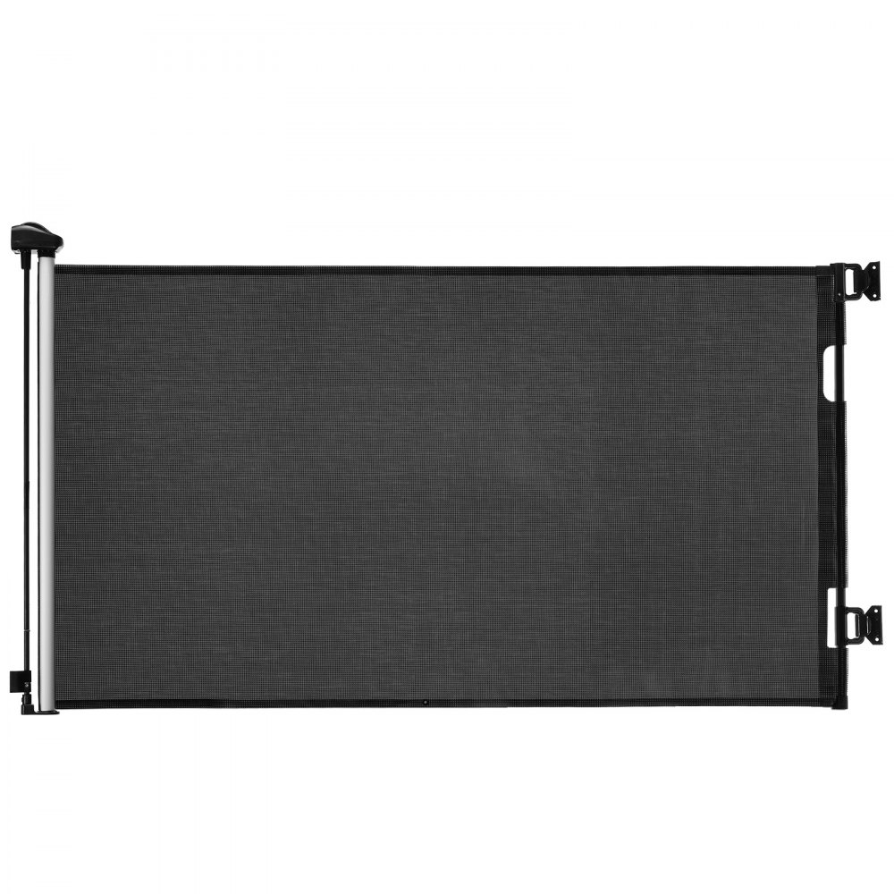 VEVOR Puerta Retráctil 158 x 87 cm, Barrera de Seguridad para Perros con Cierre, Puerta de Malla Permite el Paso sin Tropiezos, para Escaleras Interiores, Puertas, Pasillos, Salas de Juegos, Negro