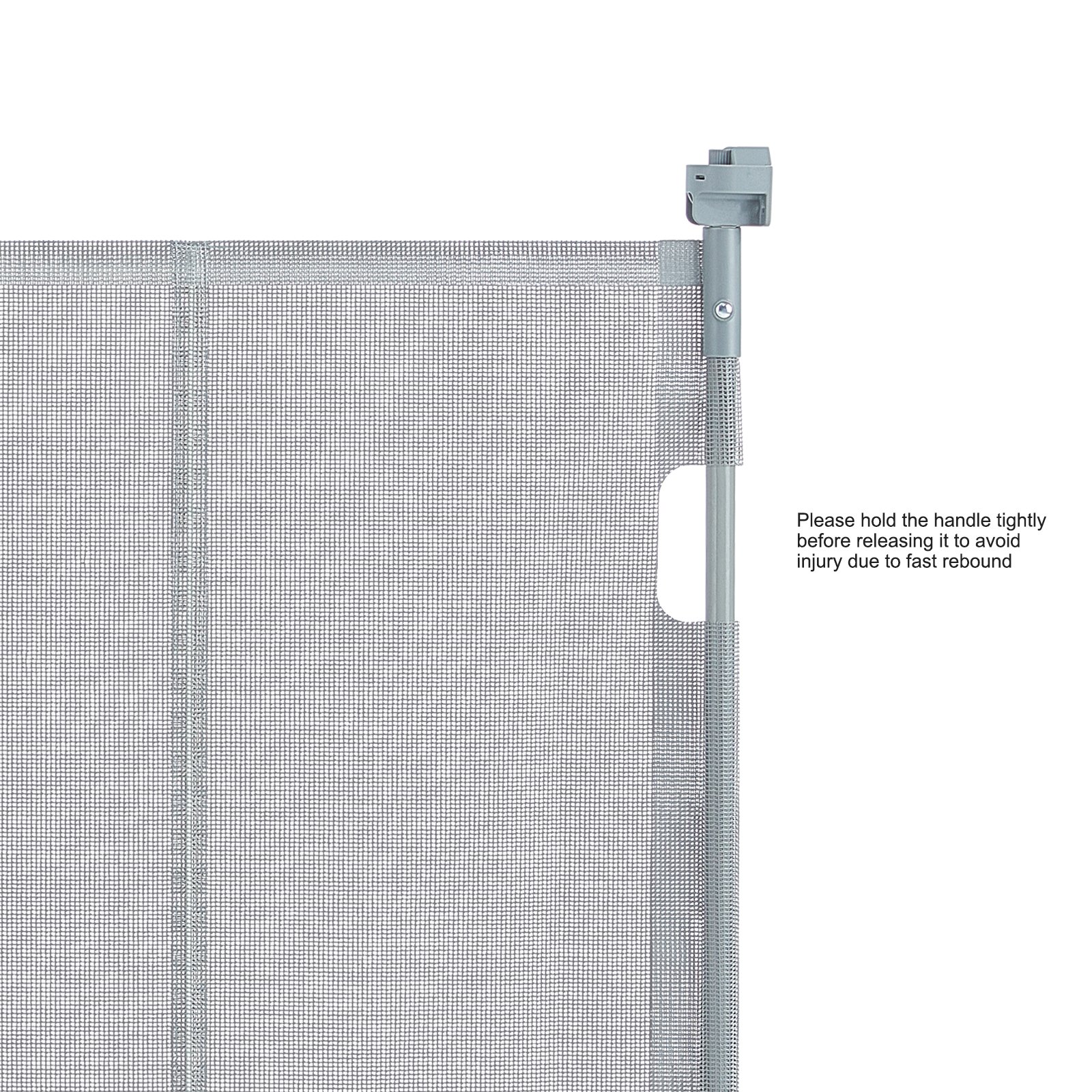 VEVOR Barrera de Seguridad Extensible hasta 153 cm Puerta Mágica para Perros Alto de 87 cm Puerta Retráctil para Bebés Abrir con Una Mano Vallas de Malla para Niños Perros Pasillo Escaleras, Gris