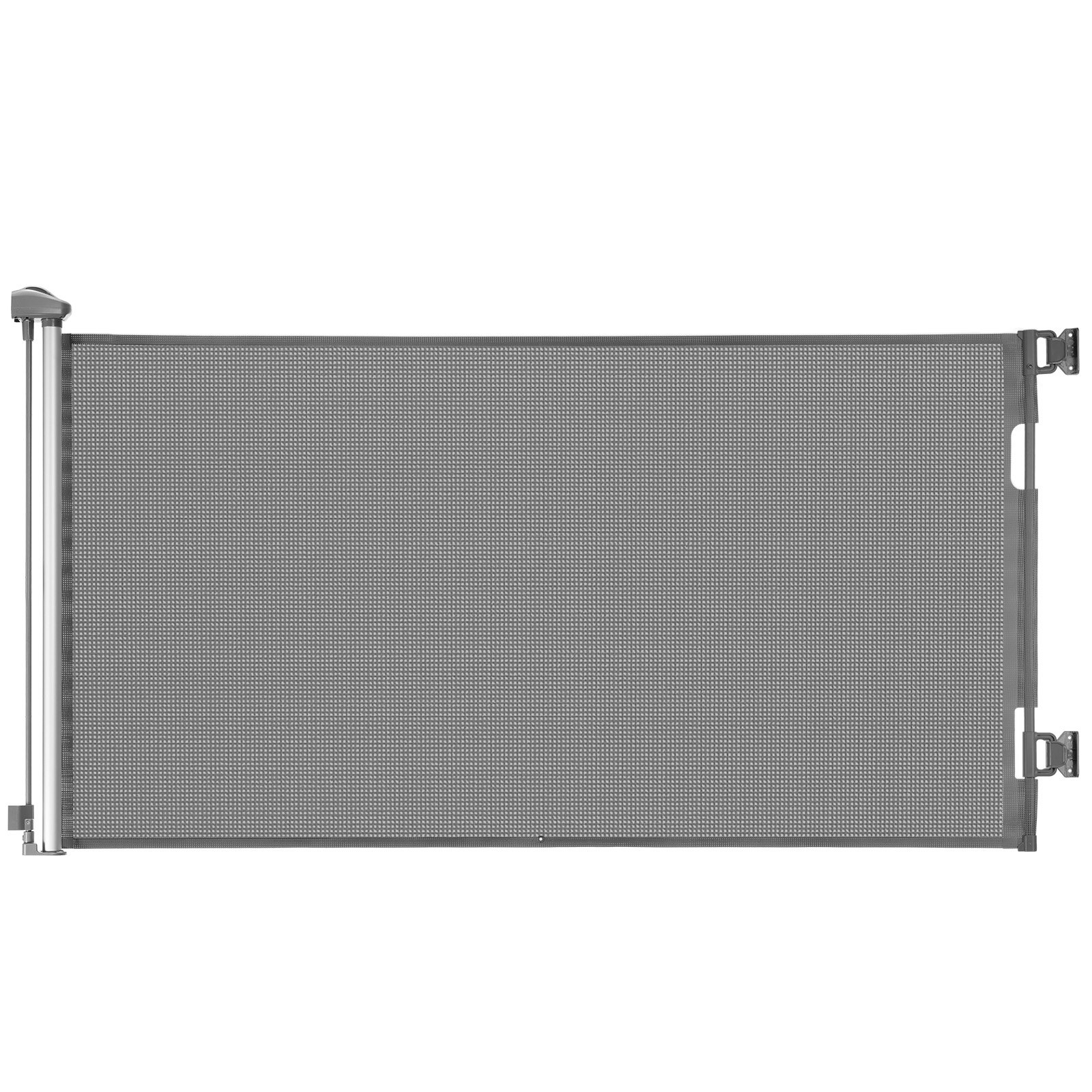 VEVOR Puerta Retráctil 158 x 87 cm, Barrera de Seguridad para Perros con Cierre, Puerta de Malla Permite el Paso sin Tropiezos, para Escaleras Interiores, Puertas, Pasillos, Salas de Juegos, Gris