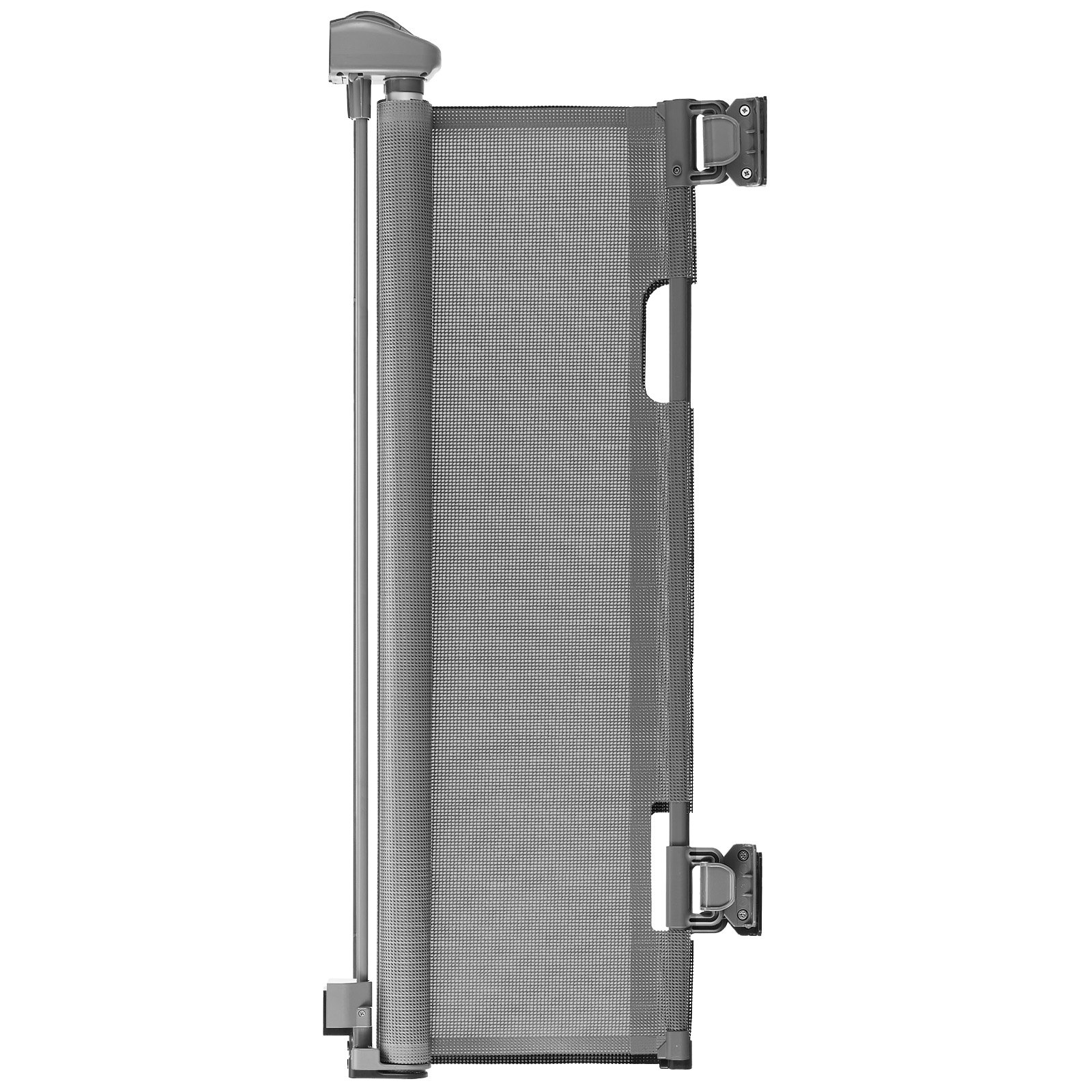 VEVOR Puerta Retráctil 158 x 87 cm, Barrera de Seguridad para Perros con Cierre, Puerta de Malla Permite el Paso sin Tropiezos, para Escaleras Interiores, Puertas, Pasillos, Salas de Juegos, Gris
