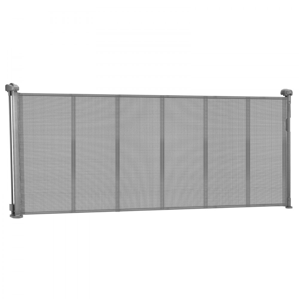 VEVOR Puerta Retráctil hasta 180 cm Alto de 87 cm Barrera de Seguridad Extensible Fácil de Instalar Panel de Malla Transpirable para Escaleras Interiores, Puertas, Pasillos, Salas de Juegos, Gris