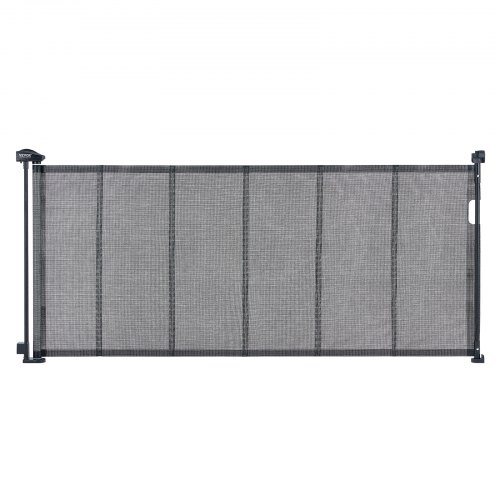 VEVOR Barrera de Seguridad Extensible hasta 195 cm Puerta Mágica para Perros Alto de 87 cm Puerta Retráctil para Bebés Abrir con Una Mano Vallas de Malla para Niños Perros Pasillo Escaleras, Negro