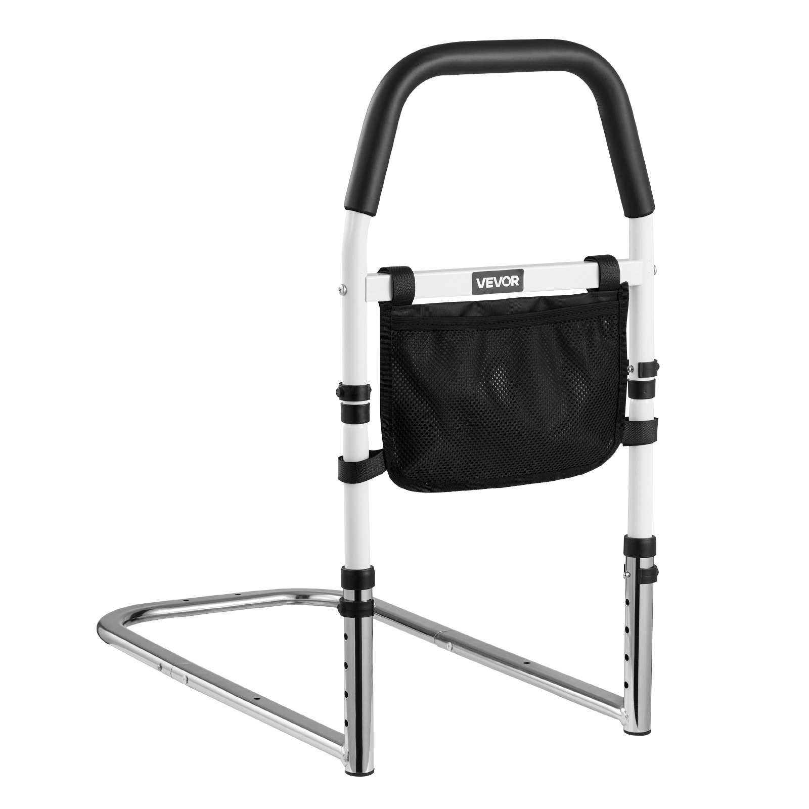 VEVOR Elevador de Cama, Barra de Apoyo con Pasamanos de PU, Acero al Carbono, para Personas Mayores y Pacientes, Compatible con Camas King, Queen, Matrimoniales e Individuales, 610 x 320 x 635 mm