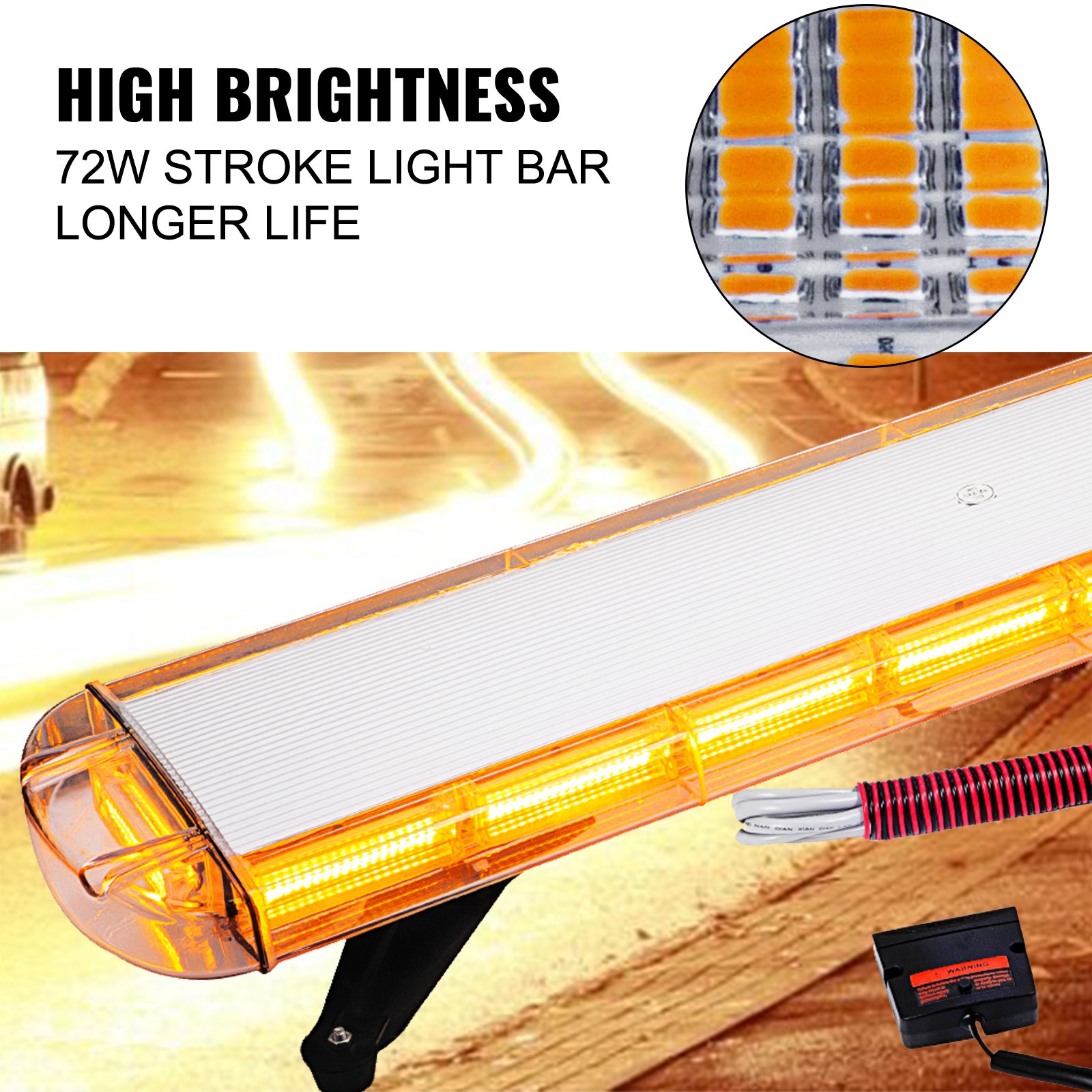 72w Luz Estroboscópica Advertencia Baliza Emergencia 38 "cob Magnético