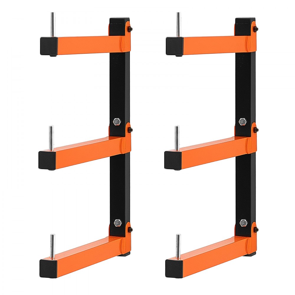 VEVOR Soporte de Pared para Madera 2 Niveles 50 kg por Nivel, 2 Piezas, Estantería Plegable, 410 mm de Profundidad, Pasadores de Bloqueo, Kit de Montaje para Tuberías Objetos Largos Garajes Talleres