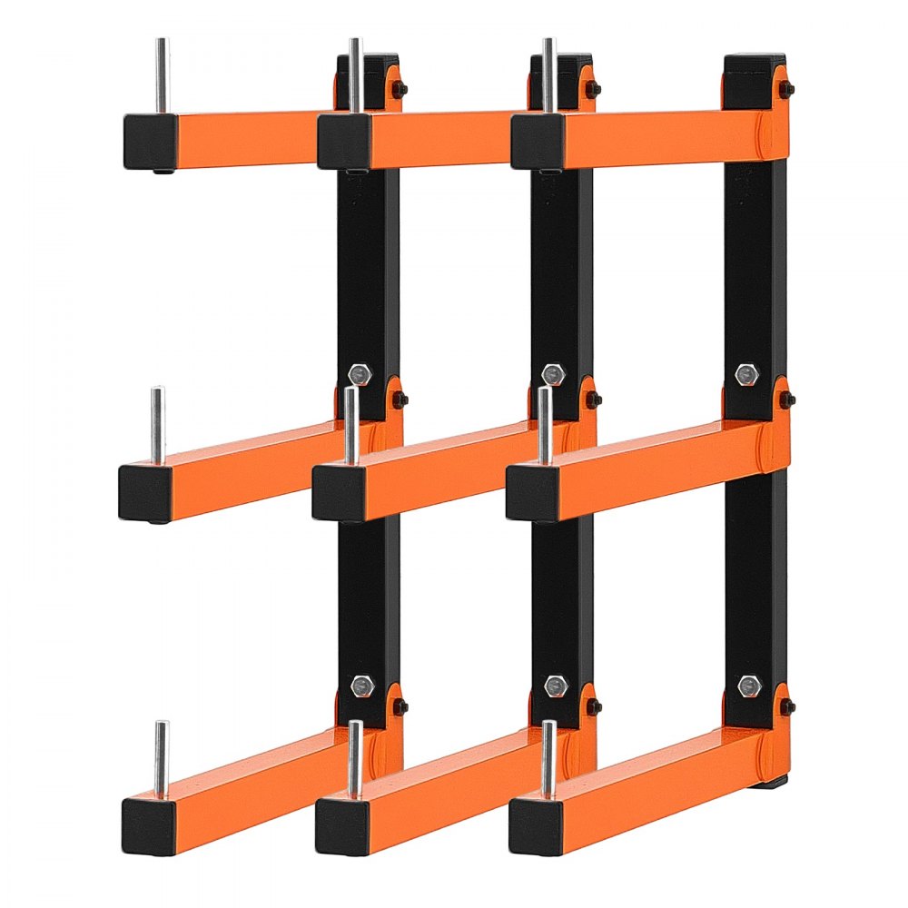 VEVOR Soporte de Pared para Madera 3 Niveles 50 kg, Juego 3 Piezas, Estantería Plegable, 410 mm de Profundidad, Pasadores de Bloqueo y Kit de Montaje, para Tuberías, Objetos Largos, Garajes y Talleres