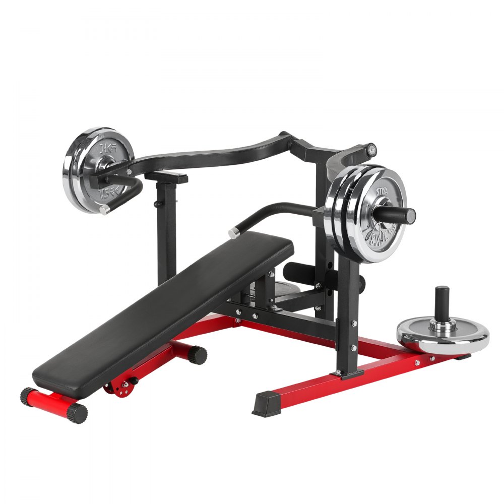 VEVOR Máquina de Prensa de Pecho 204 kg, Banco Inclinado Plano Ajustable con Brazos Convergentes Independientes, Equipo para la Parte Superior Pecho, Abdominales y Hombros, 1600 x 1550 x 760 mm