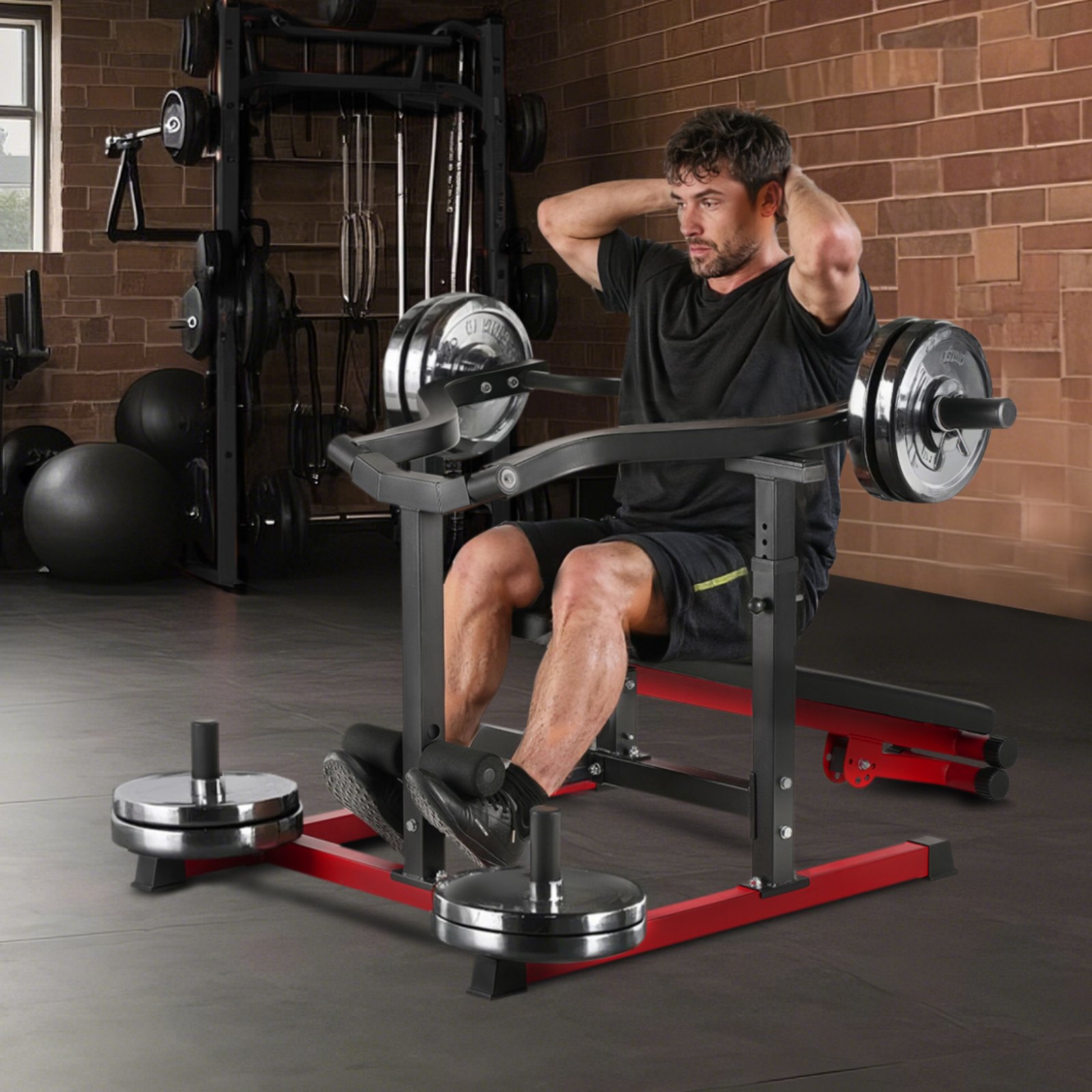 VEVOR Máquina de Prensa de Pecho 204 kg, Banco Inclinado Plano Ajustable con Brazos Convergentes Independientes, Equipo para la Parte Superior Pecho, Abdominales y Hombros, 1600 x 1550 x 760 mm