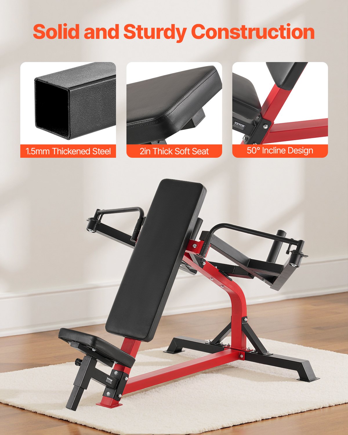 VEVOR Máquina de Apertura de Pecho Inclinada y Deltoides Posteriores, Carga 204 kg, Banco de Pecho Ajustable, para Entrenamiento de Fuerza de la Parte Superior del Cuerpo, 1400 x 1000 x 1100 mm