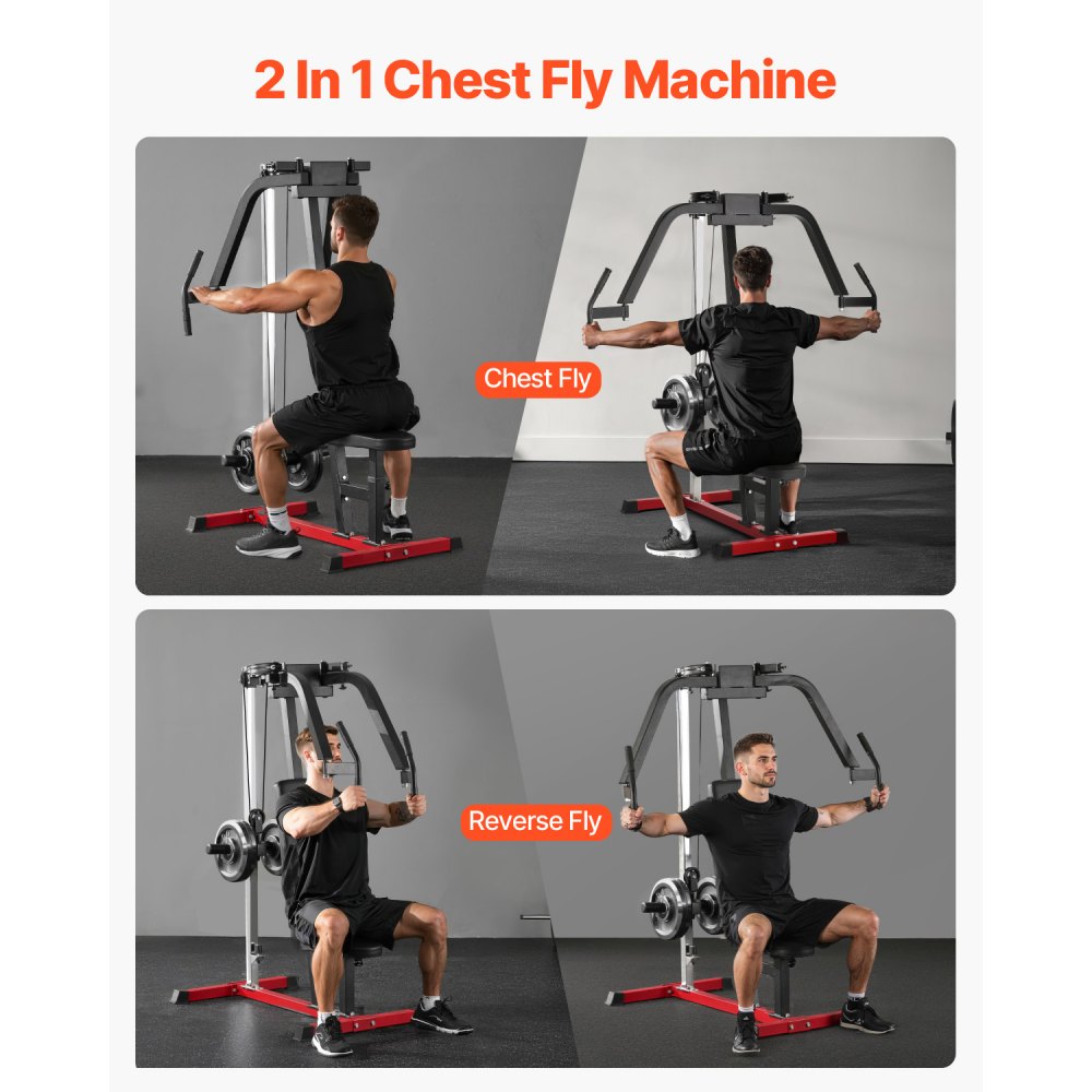VEVOR Máquina Especializada de Apertura de Pecho, Gimnasio en Casa, para Entrenamientos de Pecho, Espalda, Pectorales, Deltoides Posteriores y Hombros, Soporta hasta 204 kg, 1100 x 1650 x 1640 mm