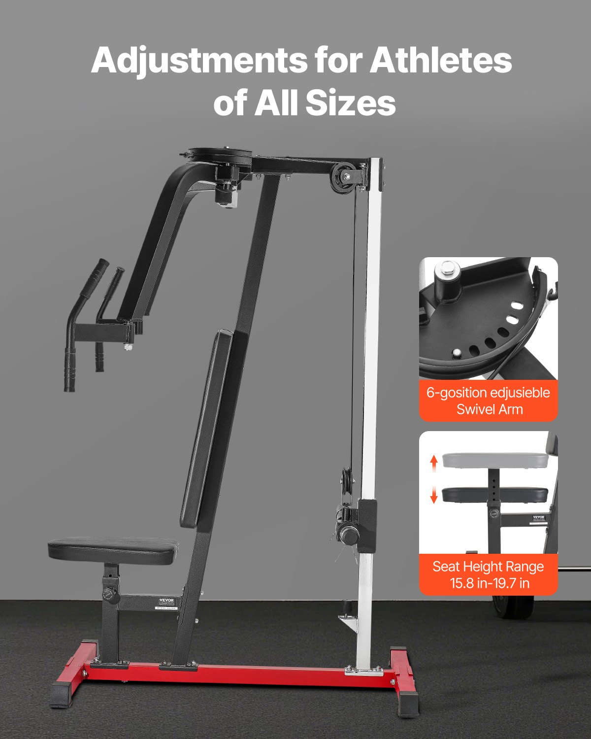 VEVOR Máquina Especializada de Apertura de Pecho, Gimnasio en Casa, para Entrenamientos de Pecho, Espalda, Pectorales, Deltoides Posteriores y Hombros, Soporta hasta 204 kg, 1100 x 1650 x 1640 mm