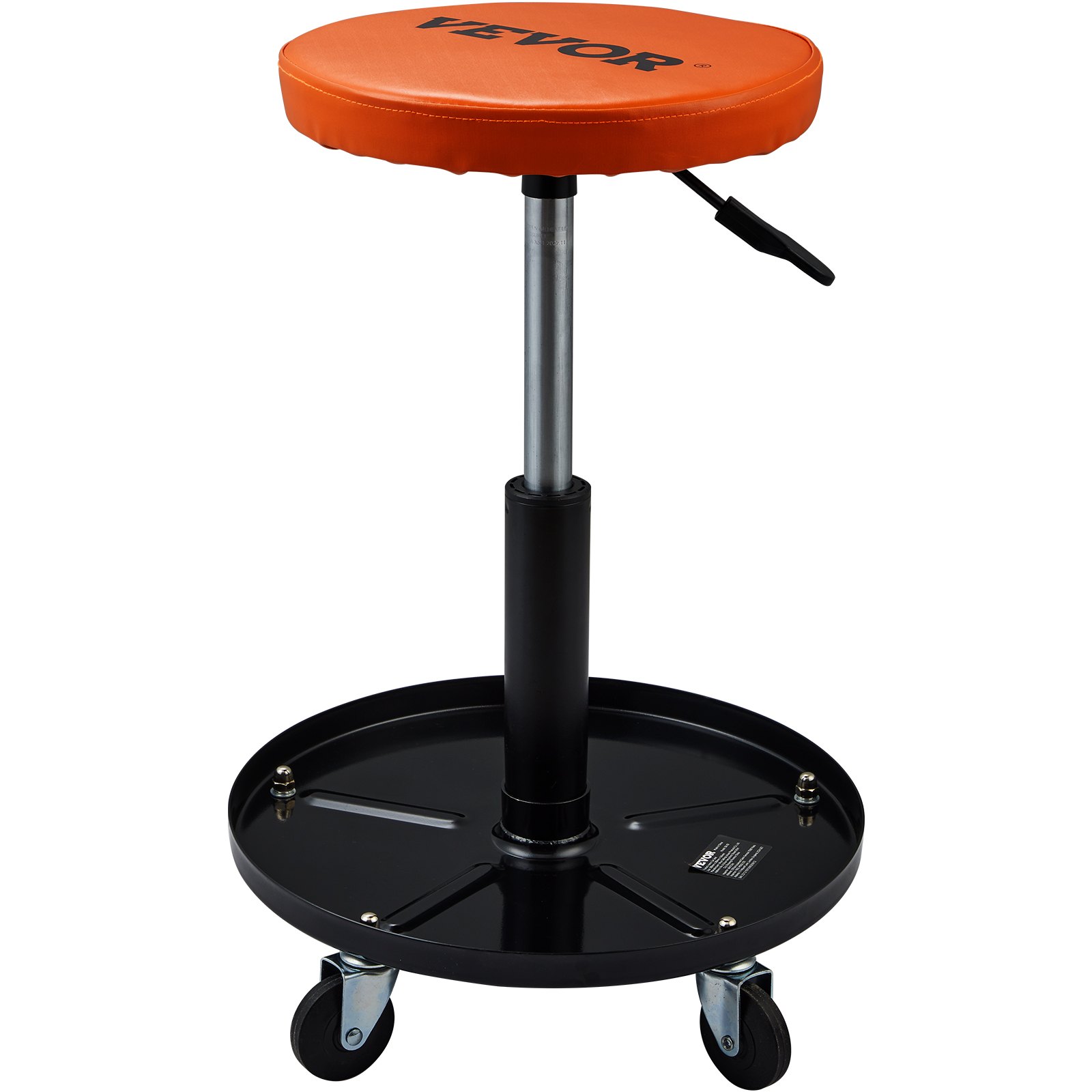 VEVOR Taburete de Taller Móvil Carga de 113,4 kg Taburete Mecánico con Ruedas Asiento de Taller Altura Ajustable con Bandeja de Herramientas Marco Resistente Cómodo Asiento Acolchado para Automóvil