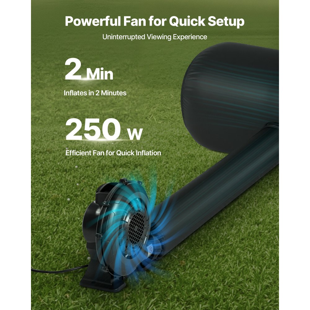 VEVOR Pantalla de Cine Inflable 423 x 240 cm Tela 600D Lavable con Bolsa de Almacenamiento Portátil Fácil de Instalar Pantalla de Proyección para Exteriores, Cine en casa, Fiestas, Marco Negro