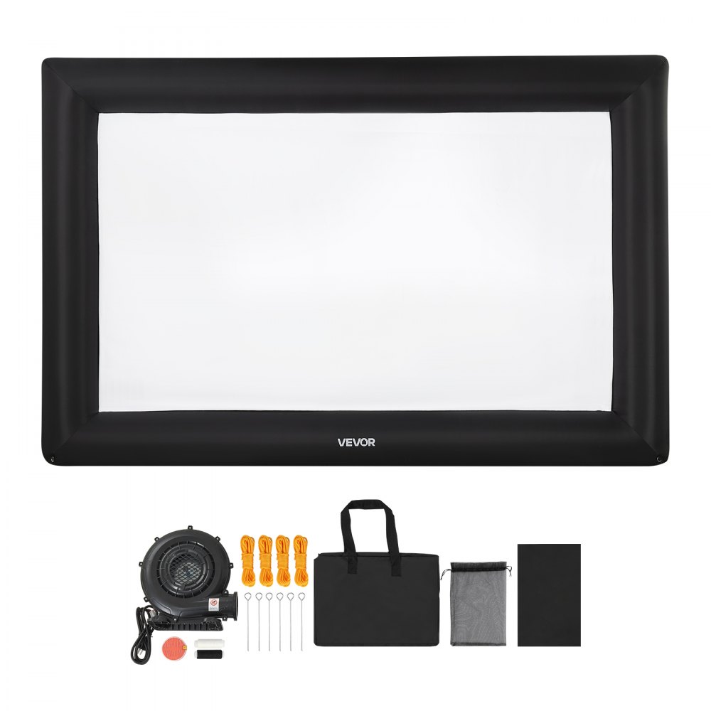 VEVOR Pantalla de Cine Inflable 423 x 240 cm Tela 600D Lavable con Bolsa de Almacenamiento Portátil Fácil de Instalar Pantalla de Proyección para Exteriores, Cine en casa, Fiestas, Marco Negro