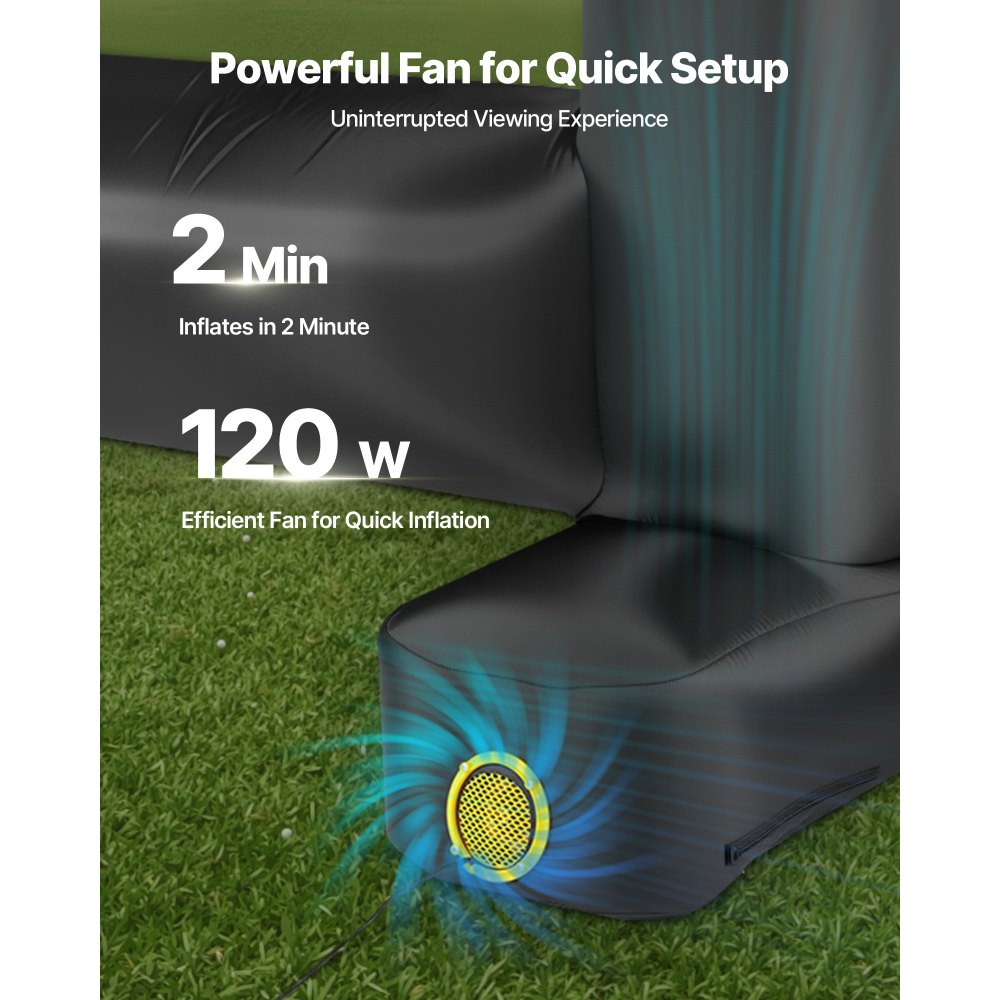 VEVOR Pantalla de Cine Inflable 259 x 146 cm 16:9 Lavable 600D con Bolsa de Almacenamiento Portátil Fácil de Instalar Visión de 160° Pantalla de Proyección para Exteriores, Cine en casa, Fiestas