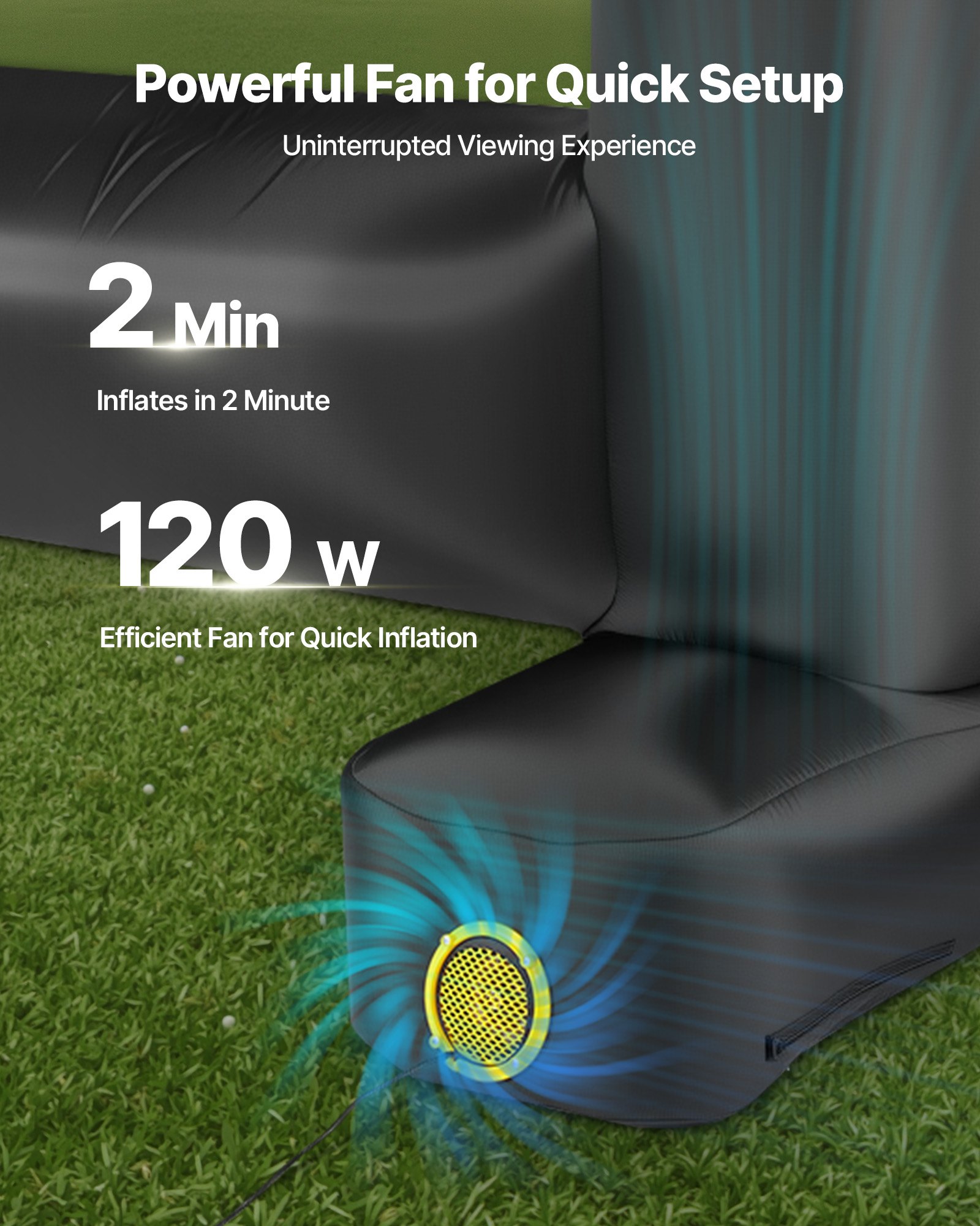 VEVOR Pantalla de Cine Inflable 259 x 146 cm 16:9 Lavable 600D con Bolsa de Almacenamiento Portátil Fácil de Instalar Visión de 160° Pantalla de Proyección para Exteriores, Cine en casa, Fiestas