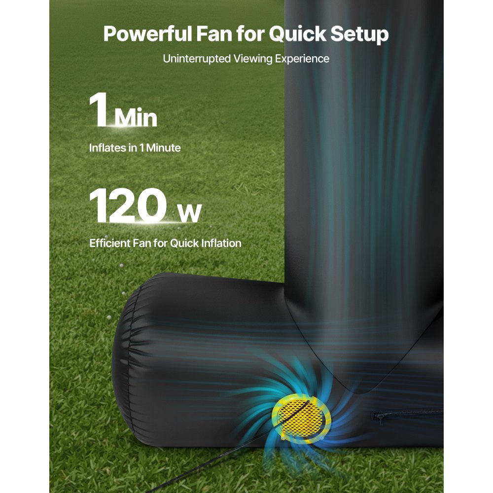VEVOR Pantalla de Cine Inflable 263 x 147 cm 16:9 Lavable 600D con Bolsa de Almacenamiento Portátil Fácil de Instalar Visión de 160° Pantalla de Proyección para Exteriores, Cine en casa, Fiestas