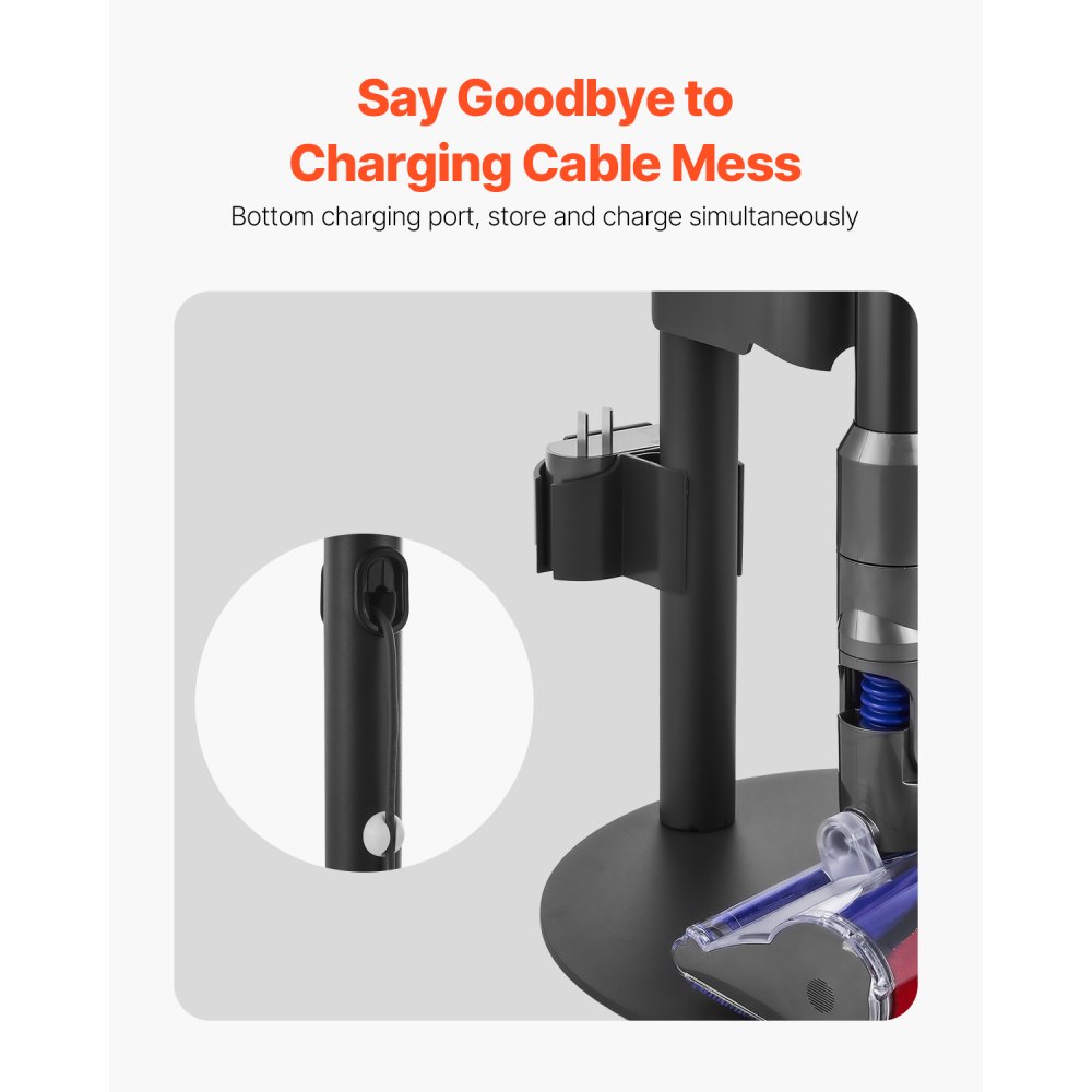 VEVOR Soporte de Aspiradora Compatible con Aspiradoras Verticales y Accesorios de las Series V7, V8, V10, V11, V12 y V15 Soporte Estable con 4 Almohadillas Antideslizantes, 3 Clips para 6 Cabezales